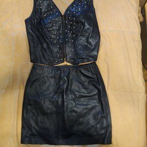 Leather skirt set